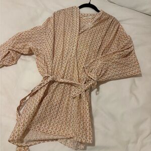 Doen Cream Mini Dress with Tan Floral Print